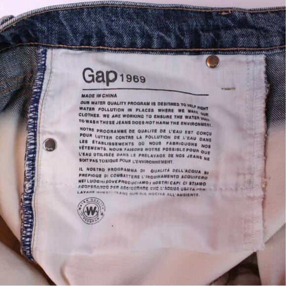 GAP 1969 Girlfriend Jeans in Dip Dye Ivory & Blue Size 31 - Picture 9 of 10